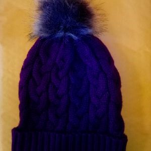 woman red purple winter hat